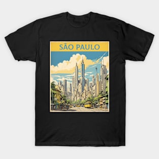 Sao Paulo Brazil Vintage Tourism Travel Poster T-Shirt